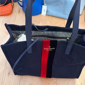 Kate Spade Dark Blue Tote with Red Accent